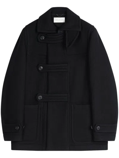 Dries Van Noten Cropped Virgin-wool Duffle Coat In Black