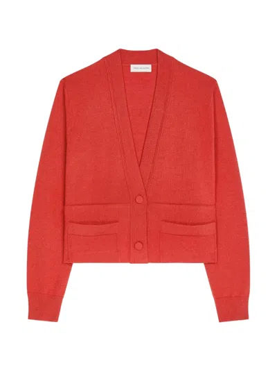 Dries Van Noten Cropped Wool Cardigan In Red