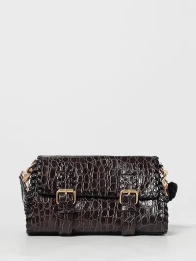 Dries Van Noten Croc Embossed Leather Satchel In Brown