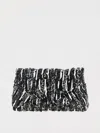 Dries Van Noten Two-tone Pleated Jacquard Clutch With Sequin Detail In White