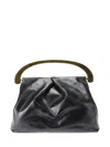 Dries Van Noten Crumpled Design Top Handle Handbag In Black