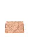 Dries Van Noten Chain Strap Crinkled Texture Envelope Flap Metallic Finish Pleated Fabric Shoulder Bag In Orange