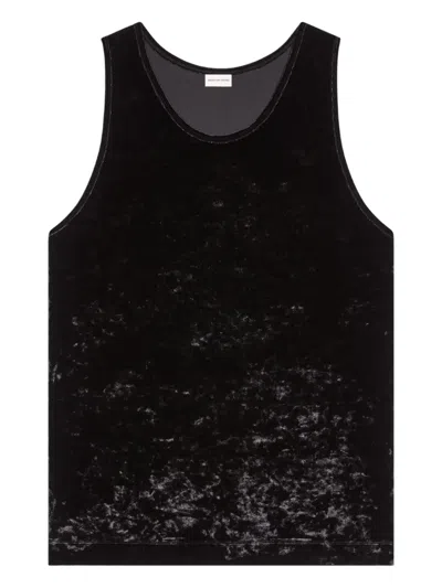 Dries Van Noten Crushed Velvet Tank-top In Black