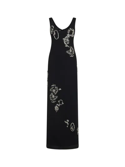 Dries Van Noten Crystal And Sequin-embroidered Crepe Dress In Black