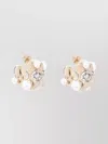 Dries Van Noten Crystal Brass Hoop Earrings Half Circle In Neutrals