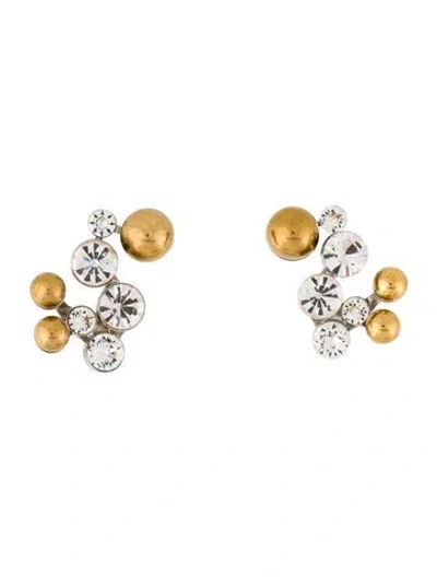 Pre-owned Dries Van Noten Crystal Bubble Two Tone Drop Earrings In Multicolor