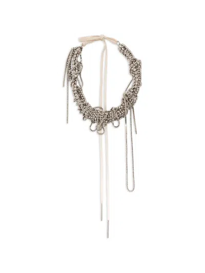 Dries Van Noten Crystal-embellished Necklace In Silver
