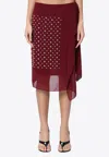 Dries Van Noten Bordeaux Wrap Skirt With Appliqués In Burgundy