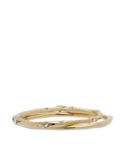 Dries Van Noten Crystal-embellished Cuff Bracelet Set In Gold