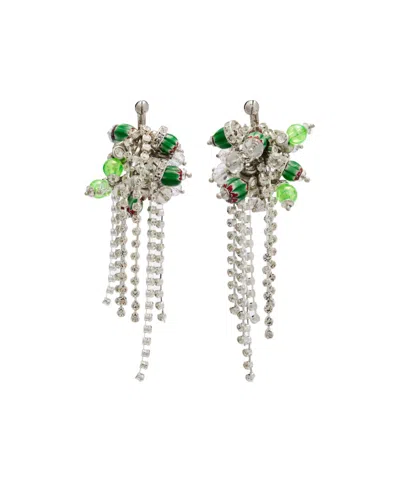 Dries Van Noten Crystal-embellished Drop Earrings In Metallic