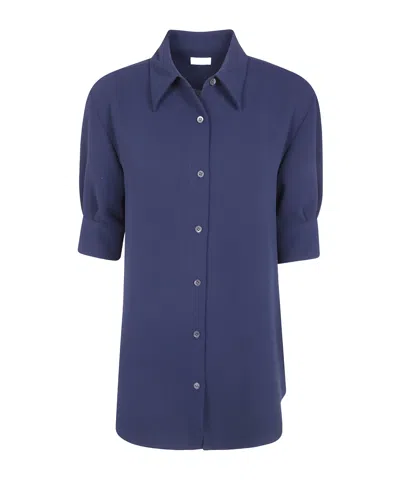 Dries Van Noten Cuffed Crepe Shirt In Blue