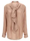 Dries Van Noten Long Sleeve Shirt Bow Detail In Nude