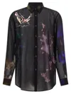 Dries Van Noten Men Printed Organza Curles Shirt In Black