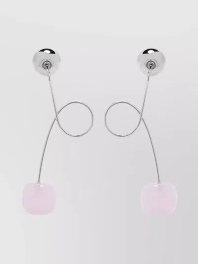 Dries Van Noten Curved Design Accent Earrings In Metallic