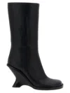 Dries Van Noten Curved Wedge Heel Boots In Black