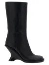 Dries Van Noten Curved Wedge Heel Boots In Black