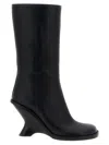 Dries Van Noten Curved Wedge Heel Boots In Black