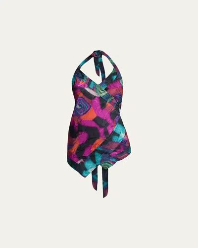 Dries Van Noten Cussia Halter Midi Dress In Fuchsia