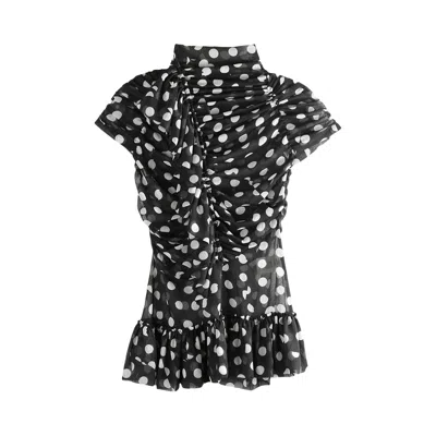 Pre-owned Dries Van Noten Cut Polka Dot Print Shirt 'black' | Women's Size 36