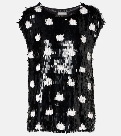 Dries Van Noten Paillette-embellished Polka-dot Silk Blouse In Multi