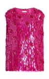Dries Van Noten Cuzco Sequined Silk Top In Pink