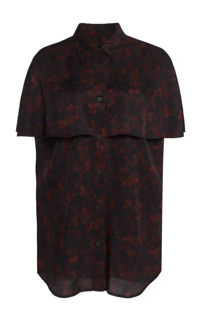Dries Van Noten Cydell Cape-sleeve Shirt In Brown
