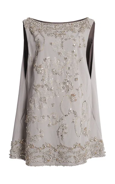 Dries Van Noten Dabel A-line Cotton-poplin Mini Dress In Gray
