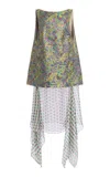 Dries Van Noten Dabel Contrast-skirt Jacquard-lamé Midi Dress In Multi