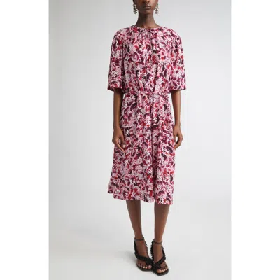 Dries Van Noten Daffie Orchid Petal Print Midi Dress In Multi