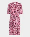 Dries Van Noten Daffie Short-sleeve Drawstring Dress In Fuchsia