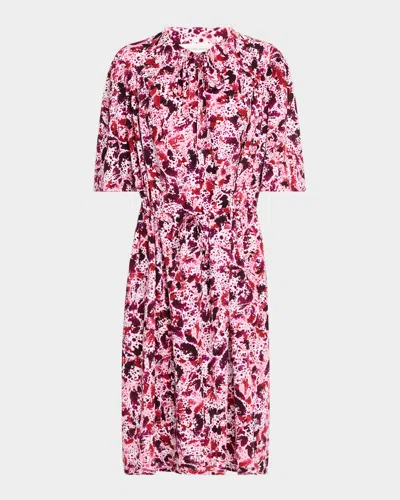 Dries Van Noten Daffie Short-sleeve Drawstring Dress In Fuchsia