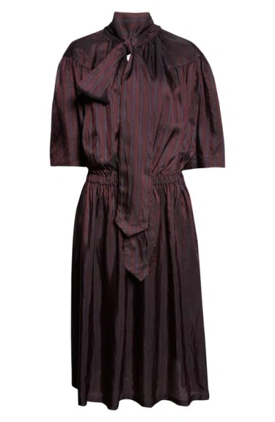 Dries Van Noten Daffino Stripe Midi Dress In Brown