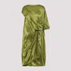 Dries Van Noten Dalant Silk Asymmetrical Dress In Olive