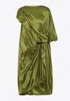 Dries Van Noten Dalant Silk Asymmetrical Dress In Olive
