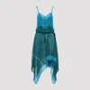 Dries Van Noten Dallie Asymmetric Midi Dress In Turquoise