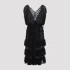 Dries Van Noten Ruffled Polka-dot Cotton-blend Mesh Midi Dress In Black