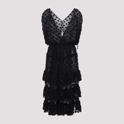 Dries Van Noten Ruffled Polka-dot Cotton-blend Mesh Midi Dress In Black