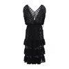 Dries Van Noten Ruffled Polka-dot Cotton-blend Mesh Midi Dress In Black
