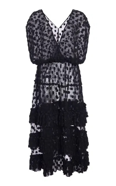Dries Van Noten Dally Polka-dot Mesh Midi Dress In Black