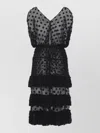 Dries Van Noten Ruffled Polka-dot Cotton-blend Mesh Midi Dress In Black