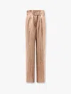 Dries Van Noten Damasked Linen And Viscose Trouser With Belt