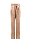 Dries Van Noten Linen And Viscose Trousers With Belted Waist In Pink
