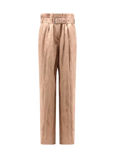 DRIES VAN NOTEN DAMASKED LINEN AND VISCOSE TROUSER WITH BELT