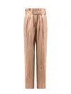 Dries Van Noten Damasked Linen And Viscose Trouser With Belt In Pink