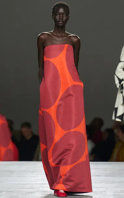 Dries Van Noten Damino Strapless Duchess-satin Maxi Gown In Orange