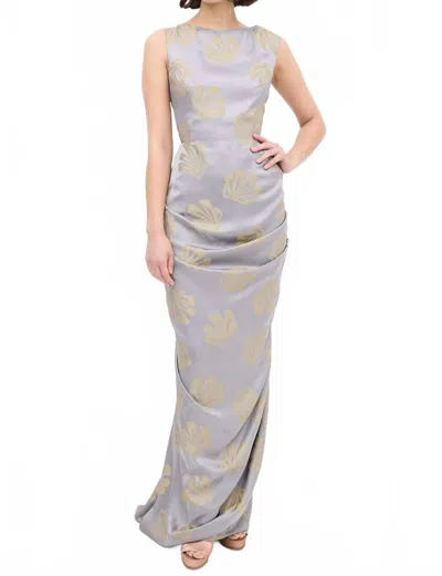 Dries Van Noten Danama Draped Cocktail Dress In Silver/gold In Multi