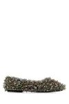 Dries Van Noten Textured Embellished Fabric Ballerina Shoes In Silver