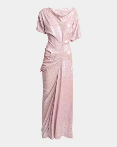 DRIES VAN NOTEN DARE SEQUIN DRAPED MAXI DRESS