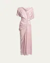 Dries Van Noten Sequined Draped Gown In Pink