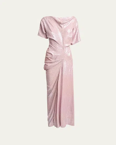 DRIES VAN NOTEN DARE SEQUIN DRAPED MAXI DRESS
